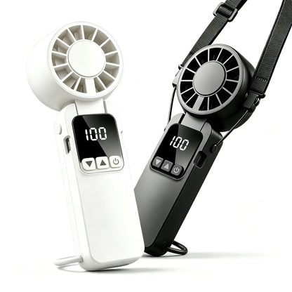 Kiruxna 3-in-1 Portable Handheld Fan - High-Speed Foldable Compact Lightweight Mini Fan with 199 Speeds and 6000mAh Rechargeable Battery for Summer Travel and Outdoor Use