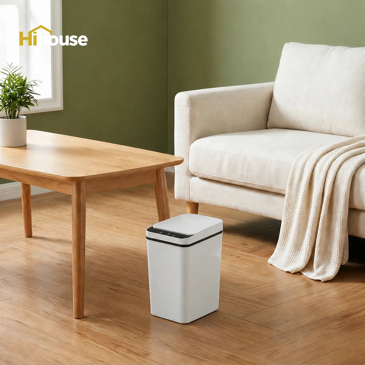 2-Pack 2.5 Gallon Compact Touchless Trash Can with Motion Sensor, Slim Waterproof Design for Small Bathrooms and Offices, White and Black Finish