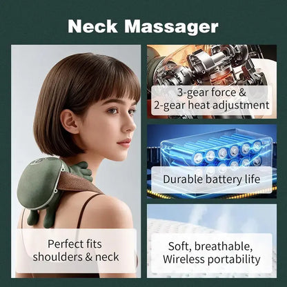 Aedwdpe Electric Bionic Hand Neck & Shoulder Massager - 3D Kneading, Heating, Rechargeable Battery Powered, Wireless, Portable, Adjustable Speed, Lightweight, Unisex, Multi-Area Pain Relief, Easy Control, Sohochic