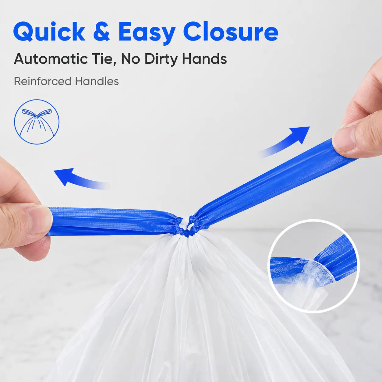 Medium 4-Gallon Drawstring Trash Bags, Durable Leak-Proof Polyethylene Garbage Bags for Home and Office, 50-Count Pack