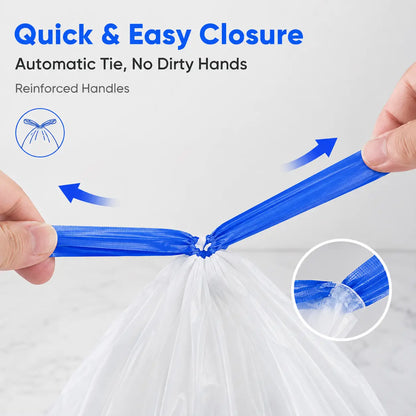 Medium 4-Gallon Drawstring Trash Bags, Durable Leak-Proof Polyethylene Garbage Bags for Home and Office, 50-Count Pack