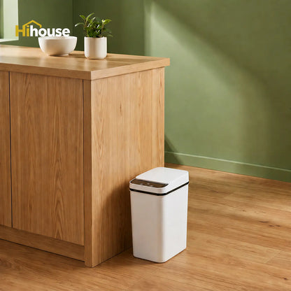 2-Pack 2.5 Gallon Compact Touchless Trash Can with Motion Sensor, Slim Waterproof Design for Small Bathrooms and Offices, White and Black Finish
