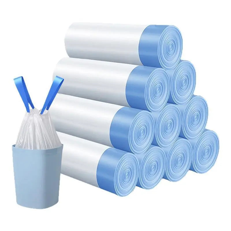 Medium 4-Gallon Drawstring Trash Bags, Durable Leak-Proof Polyethylene Garbage Bags for Home and Office, 50-Count Pack