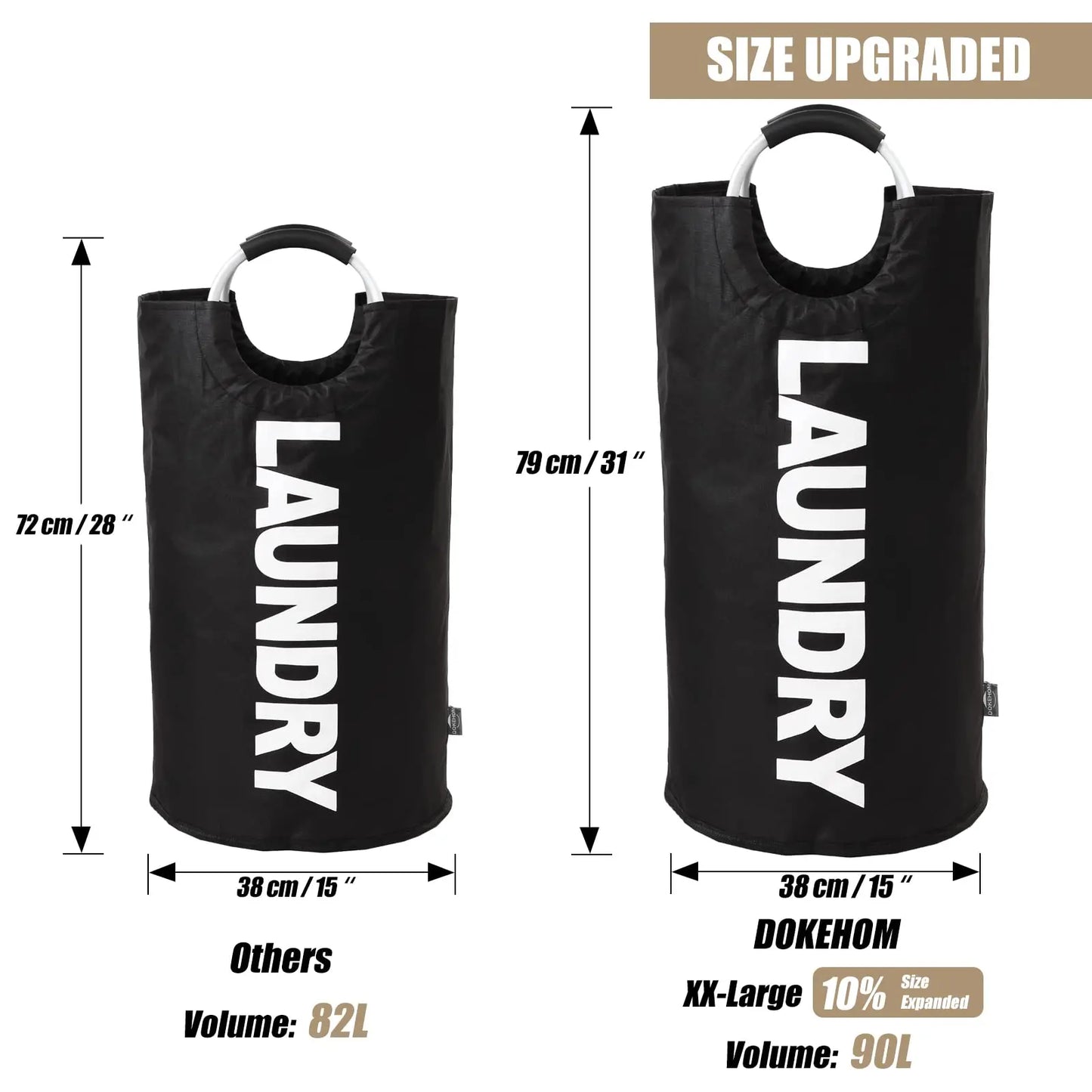 90L Waterproof Collapsible Laundry Bag - Heavy-Duty 600D Oxford Fabric Storage Solution with Reinforced Handles for Home, Bathroom, and Dorm Use (Ideal for Sports, Outdoor, Camping, and Picnics)