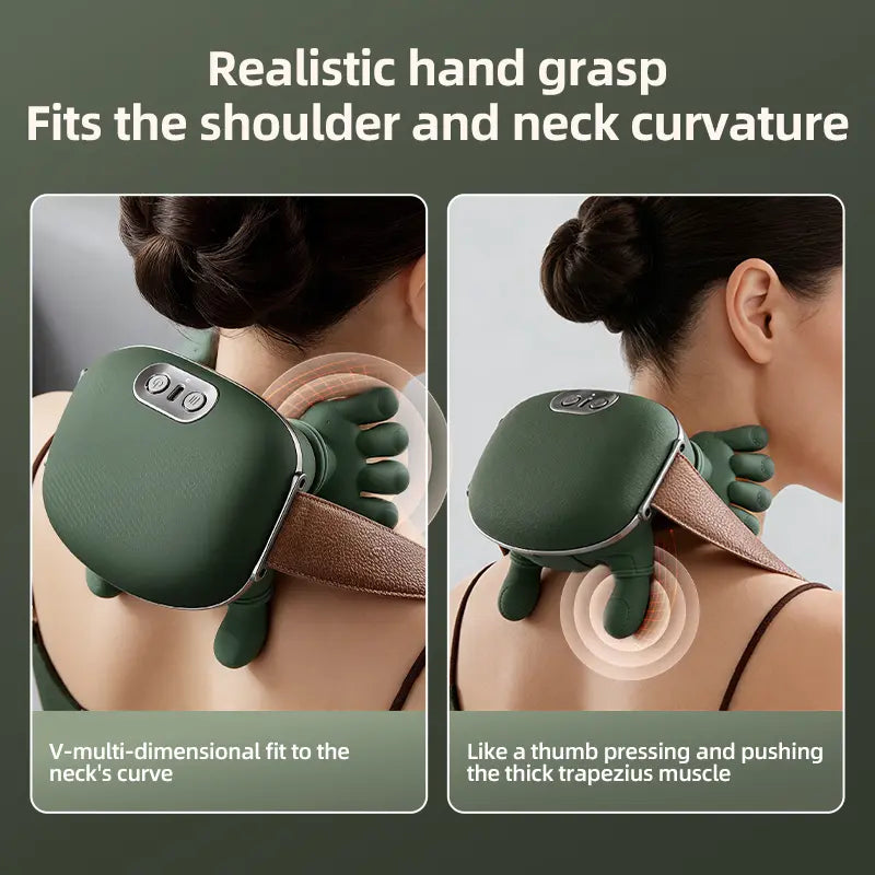 Aedwdpe Electric Bionic Hand Neck & Shoulder Massager - 3D Kneading, Heating, Rechargeable Battery Powered, Wireless, Portable, Adjustable Speed, Lightweight, Unisex, Multi-Area Pain Relief, Easy Control, Sohochic