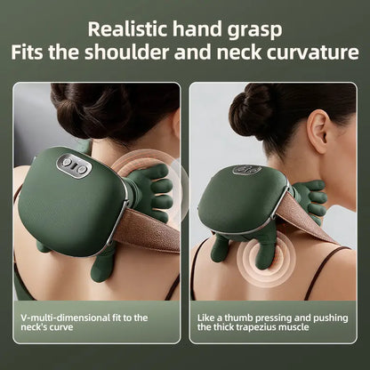 Aedwdpe Electric Bionic Hand Neck & Shoulder Massager - 3D Kneading, Heating, Rechargeable Battery Powered, Wireless, Portable, Adjustable Speed, Lightweight, Unisex, Multi-Area Pain Relief, Easy Control, Sohochic