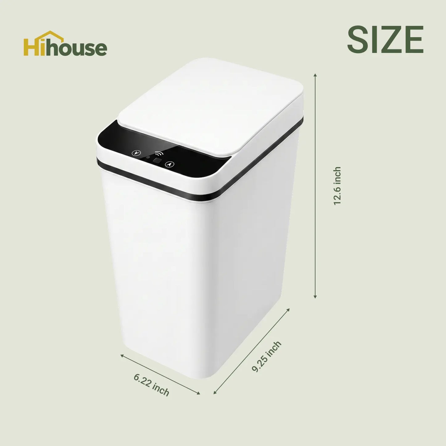 2-Pack 2.5 Gallon Compact Touchless Trash Can with Motion Sensor, Slim Waterproof Design for Small Bathrooms and Offices, White and Black Finish