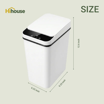 2-Pack 2.5 Gallon Compact Touchless Trash Can with Motion Sensor, Slim Waterproof Design for Small Bathrooms and Offices, White and Black Finish