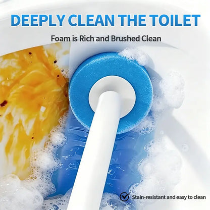 Disposable Toilet Brush Kit, Wall‑Mounted Space‑Saving Storage Holder Box, No‑Contact One‑Click Release Toilet Scrubber, Long‑Handle Bathroom Cleaner with Replaceable Sponge Heads, Hygienic Disposal Deep‑Scrub Cleaning Tool for Home Bathroom,Sohochic