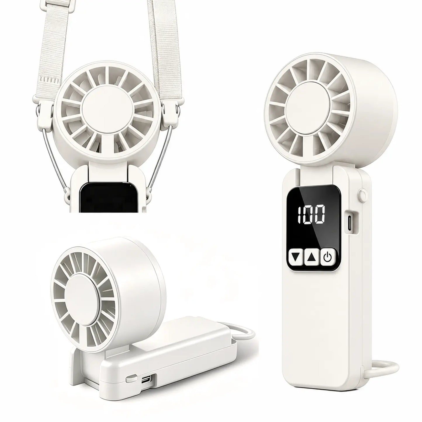 Kiruxna 3-in-1 Portable Handheld Fan - High-Speed Foldable Compact Lightweight Mini Fan with 199 Speeds and 6000mAh Rechargeable Battery for Summer Travel and Outdoor Use