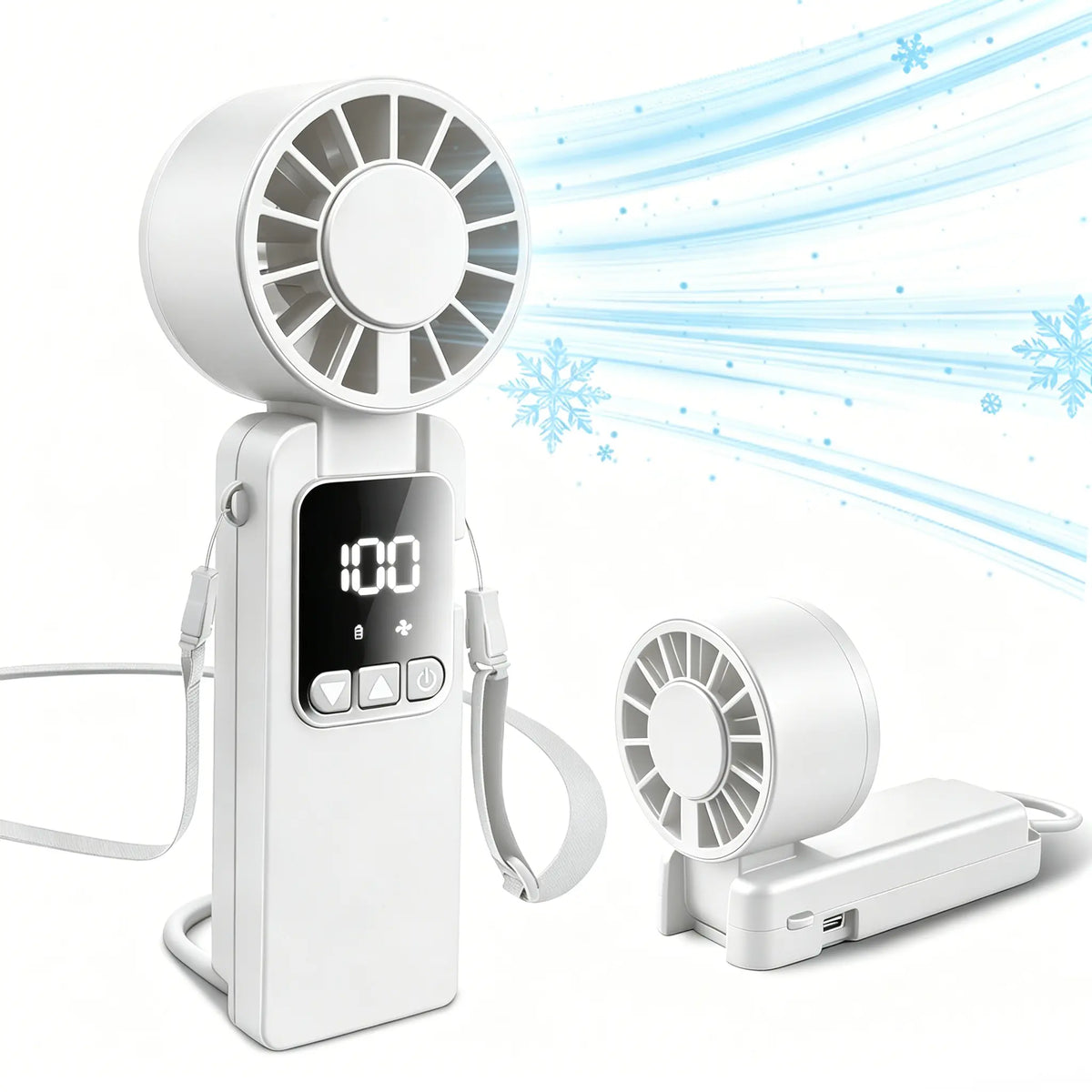Kiruxna 3-in-1 Portable Handheld Fan - High-Speed Foldable Compact Lightweight Mini Fan with 199 Speeds and 6000mAh Rechargeable Battery for Summer Travel and Outdoor Use