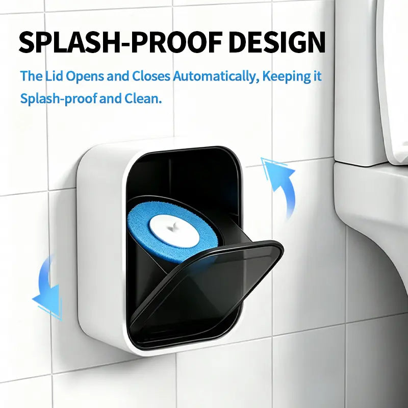 Disposable Toilet Brush Kit, Wall‑Mounted Space‑Saving Storage Holder Box, No‑Contact One‑Click Release Toilet Scrubber, Long‑Handle Bathroom Cleaner with Replaceable Sponge Heads, Hygienic Disposal Deep‑Scrub Cleaning Tool for Home Bathroom,Sohochic