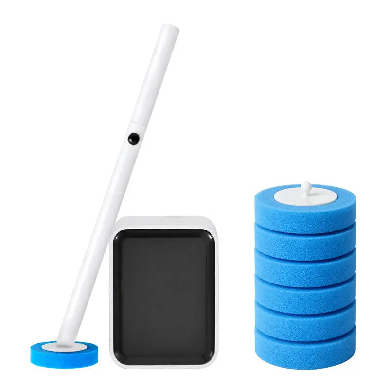 Disposable Toilet Brush Kit, Wall‑Mounted Space‑Saving Storage Holder Box, No‑Contact One‑Click Release Toilet Scrubber, Long‑Handle Bathroom Cleaner with Replaceable Sponge Heads, Hygienic Disposal Deep‑Scrub Cleaning Tool for Home Bathroom,Sohochic