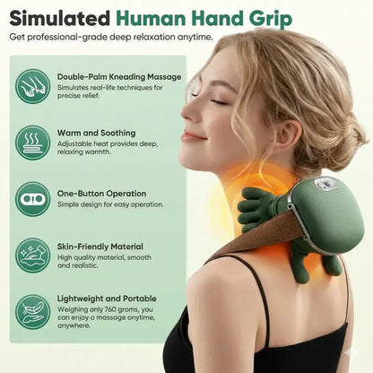 Aedwdpe Electric Bionic Hand Neck & Shoulder Massager - 3D Kneading, Heating, Rechargeable Battery Powered, Wireless, Portable, Adjustable Speed, Lightweight, Unisex, Multi-Area Pain Relief, Easy Control, Sohochic