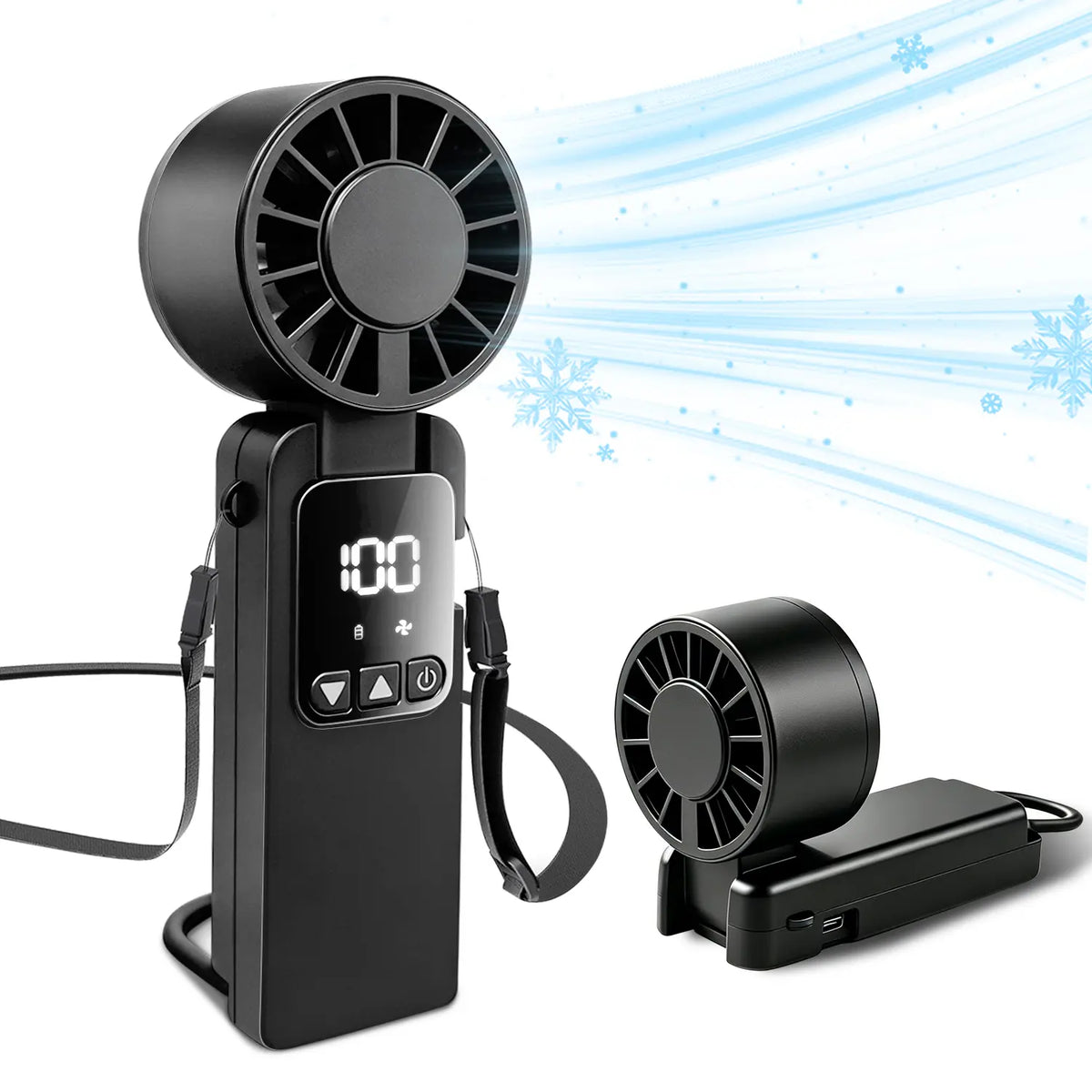 Kiruxna 3-in-1 Portable Handheld Fan - High-Speed Foldable Compact Lightweight Mini Fan with 199 Speeds and 6000mAh Rechargeable Battery for Summer Travel and Outdoor Use