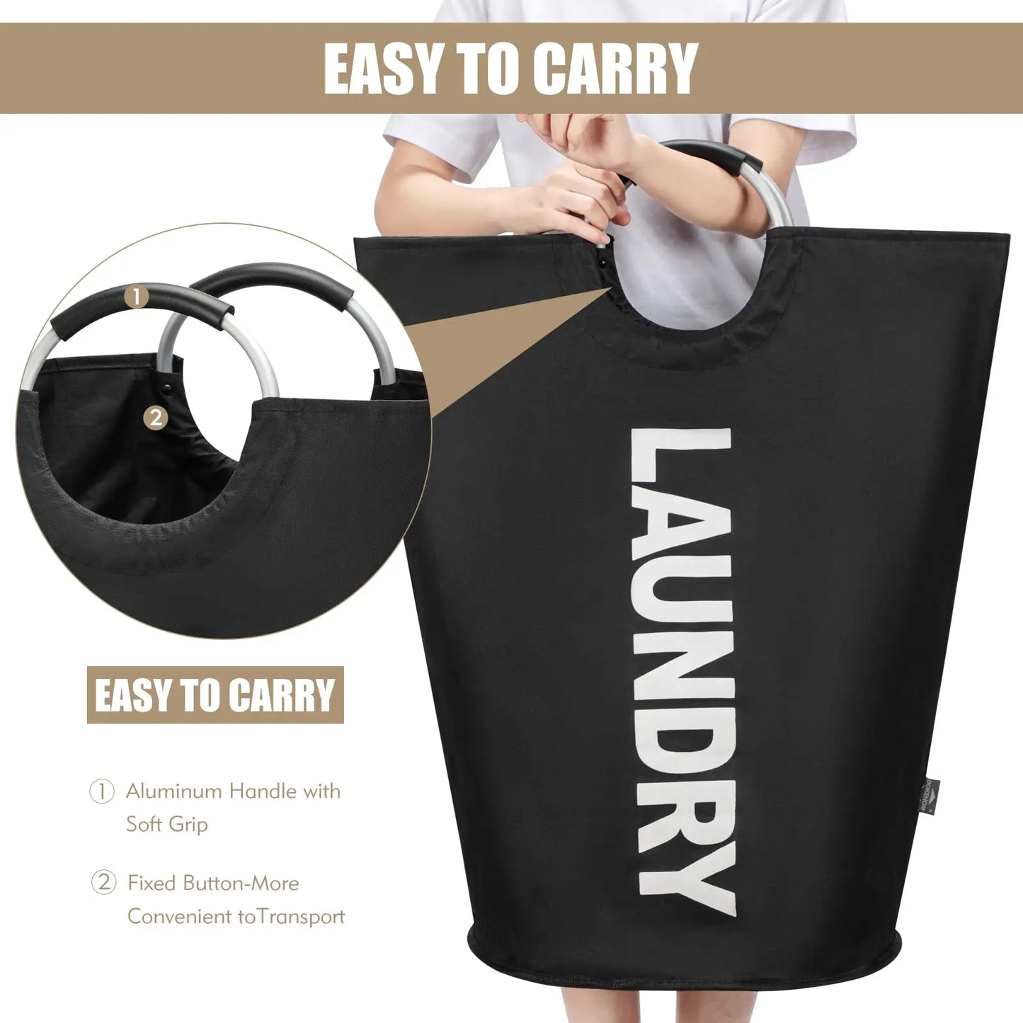 90L Waterproof Collapsible Laundry Bag - Heavy-Duty 600D Oxford Fabric Storage Solution with Reinforced Handles for Home, Bathroom, and Dorm Use (Ideal for Sports, Outdoor, Camping, and Picnics)