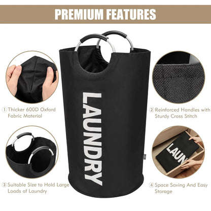 90L Waterproof Collapsible Laundry Bag - Heavy-Duty 600D Oxford Fabric Storage Solution with Reinforced Handles for Home, Bathroom, and Dorm Use (Ideal for Sports, Outdoor, Camping, and Picnics)