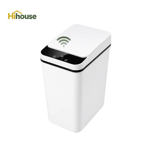 2-Pack 2.5 Gallon Compact Touchless Trash Can with Motion Sensor, Slim Waterproof Design for Small Bathrooms and Offices, White and Black Finish