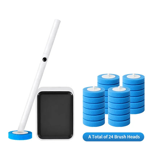 Disposable Toilet Brush Kit, Wall‑Mounted Space‑Saving Storage Holder Box, No‑Contact One‑Click Release Toilet Scrubber, Long‑Handle Bathroom Cleaner with Replaceable Sponge Heads, Hygienic Disposal Deep‑Scrub Cleaning Tool for Home Bathroom,Sohochic