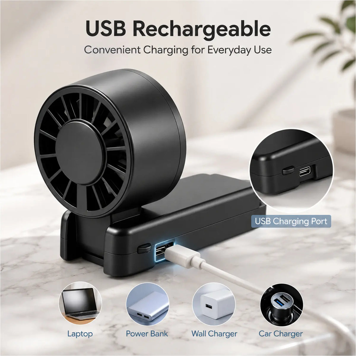 Kiruxna 3-in-1 Portable Handheld Fan - High-Speed Foldable Compact Lightweight Mini Fan with 199 Speeds and 6000mAh Rechargeable Battery for Summer Travel and Outdoor Use