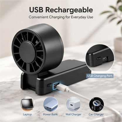Kiruxna 3-in-1 Portable Handheld Fan - High-Speed Foldable Compact Lightweight Mini Fan with 199 Speeds and 6000mAh Rechargeable Battery for Summer Travel and Outdoor Use